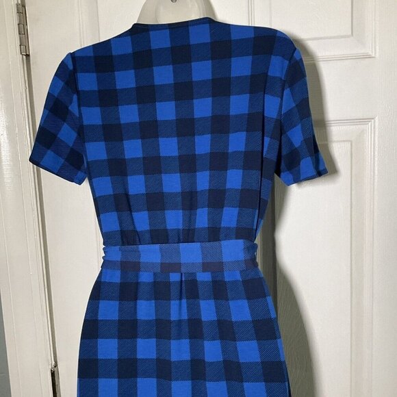 Draper James Buffalo Plaid Checkered Wrap Dress size Small S Blue - Picture 7 of 15